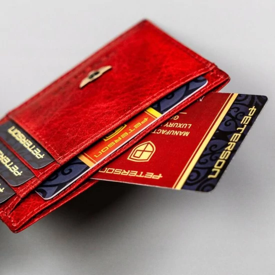 Peterson Elegáns Valódi bőr kártyatartó RFID Védelemmel