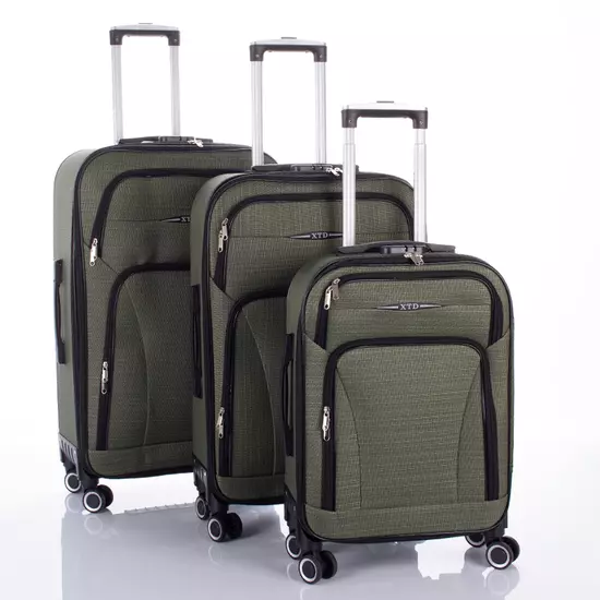3 db-os bőrönd szett sötétzöld színben