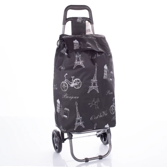 Gurulós bevásárlókocsi mintás RH108A Paris-black