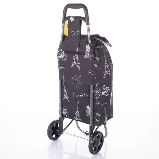 Gurulós bevásárlókocsi mintás RH108A Paris-black