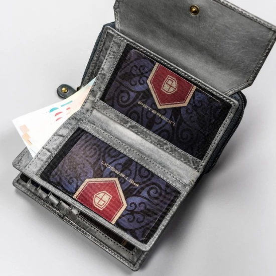 Kis méretű Valódi bőr női pénztárca RFID védelemmel