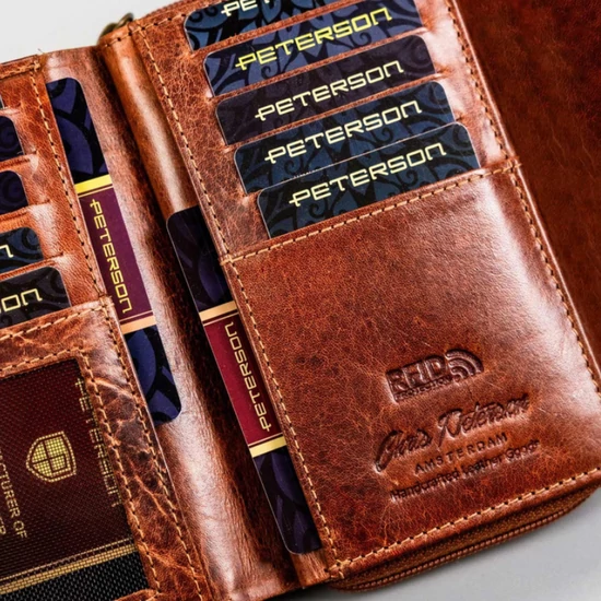 Kis méretű Valódi bőr női pénztárca RFID védelemmel