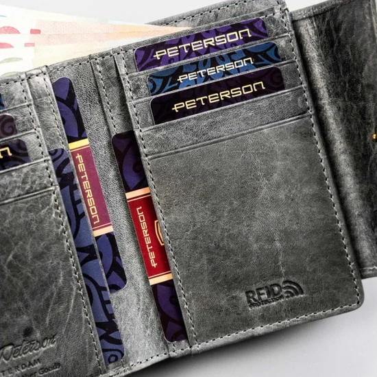 Kis méretű Valódi bőr női pénztárca RFID védelemmel