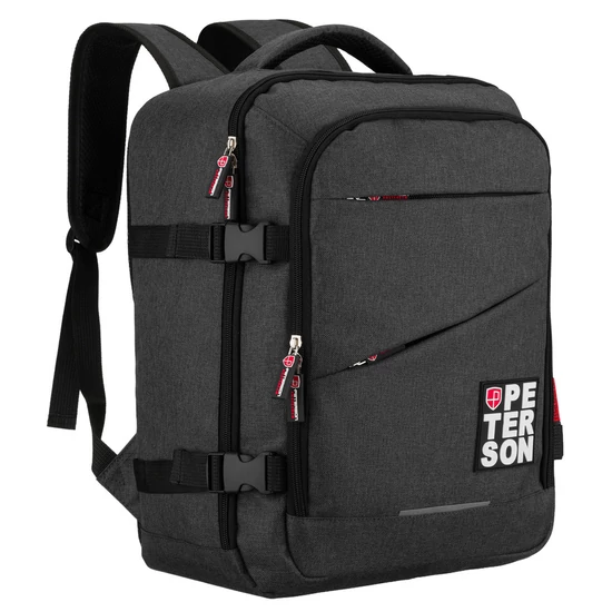 Peterson 3- Funkciós Utazó Hátizsák, WizzAir méretű 40x30x20cm, Fekete-Piros Színben