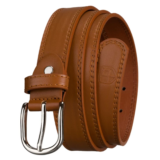 Peterson világosbarna női öv klasszikus ezüst csattal 95 cm-től 115 cm-ig