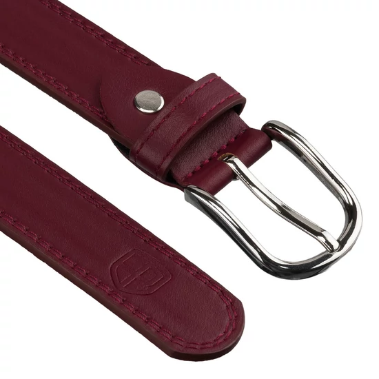 Peterson bordó női öv klasszikus ezüst csattal 95 cm-től 115 cm-ig