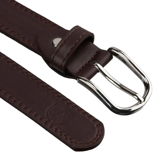 Peterson sötétbarna női öv klasszikus ezüst csattal 95 cm-től 115 cm-ig