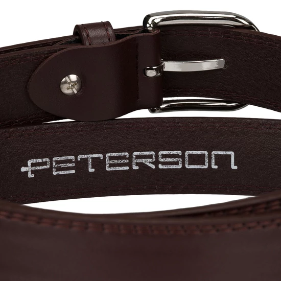 Peterson sötétbarna női öv klasszikus ezüst csattal 95 cm-től 115 cm-ig
