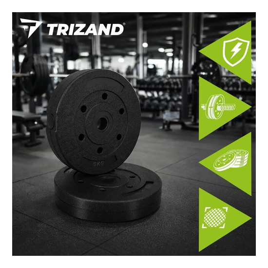 Súly 5 kg Trizand 4 darabos bitumenes súlyzólap készlet súlyzókhoz és rudakhoz