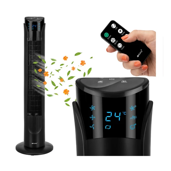Csendes hűsítő Oszlopventilátor fekete színben 83 cm digitális kijelzővel és távírányítóval  45W 