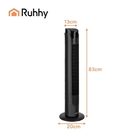 Csendes hűsítő Oszlopventilátor fekete színben 83 cm digitális kijelzővel és távírányítóval  45W 
