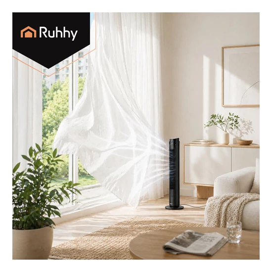 Csendes hűsítő Oszlopventilátor fekete színben 83 cm digitális kijelzővel és távírányítóval  45W 