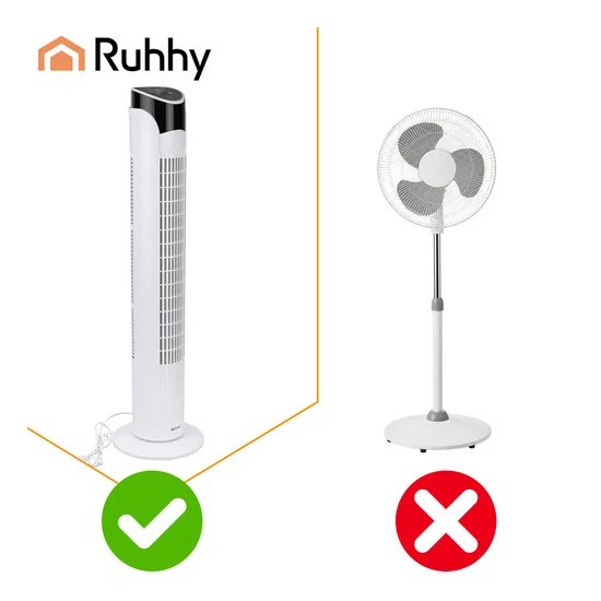 Csendes hűsítő Oszlopventilátor fehér színben 83 cm digitális kijelzővel és távírányítóval  45W 