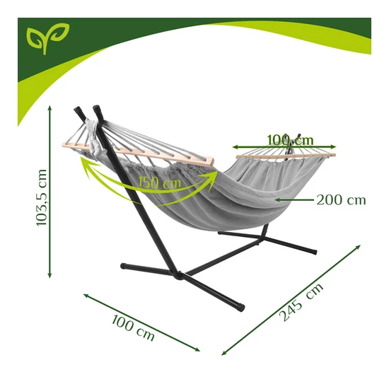 Kétszemélyes kerti függőágy XXL vázzal 200x150cm