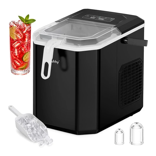 Ruhhy 1,2 literes fekete jégkészítő, 12 kg/24 óra, gyors jéggyártás