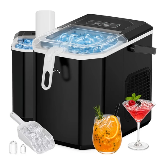 Ruhhy 1,2 literes fekete jégkészítő, 12 kg/24 óra, gyors jéggyártás