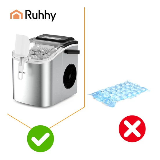 Ruhhy 1,2 literes ezüst jégkészítő, 12 kg/24 óra, gyors jéggyártás
