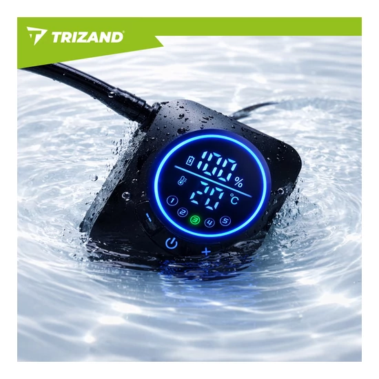 TRIZAND 8000mAh hordozható kempingzuhany LED kijelzővel IPX8