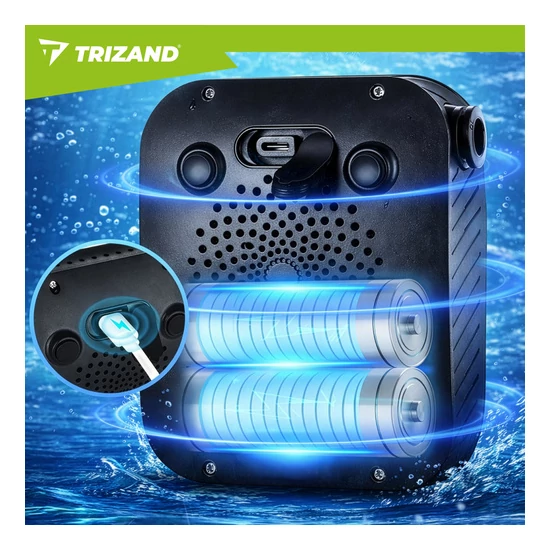 TRIZAND 8000mAh hordozható kempingzuhany LED kijelzővel IPX8