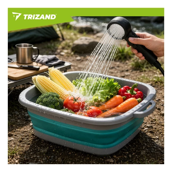 TRIZAND 8000mAh hordozható kempingzuhany LED kijelzővel IPX8