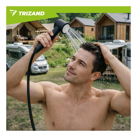TRIZAND 8000mAh hordozható kempingzuhany LED kijelzővel IPX8