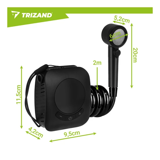 TRIZAND 8000mAh hordozható kempingzuhany LED kijelzővel IPX8