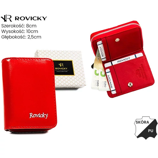 Portfel skóra+PU RFID ROVICKY RPX-33-ML Red