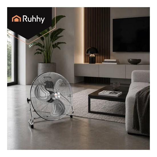 Padlóventilátor 50 cm Ruhhy 130W fém nagy teljesítményű 3 sebességfokozat