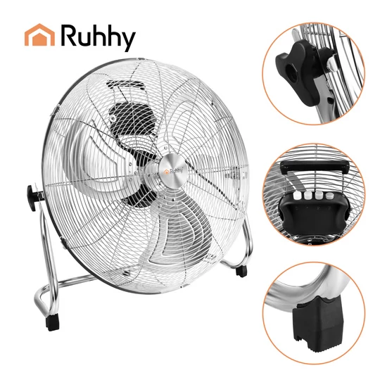 Padlóventilátor 50 cm Ruhhy 130W fém nagy teljesítményű 3 sebességfokozat