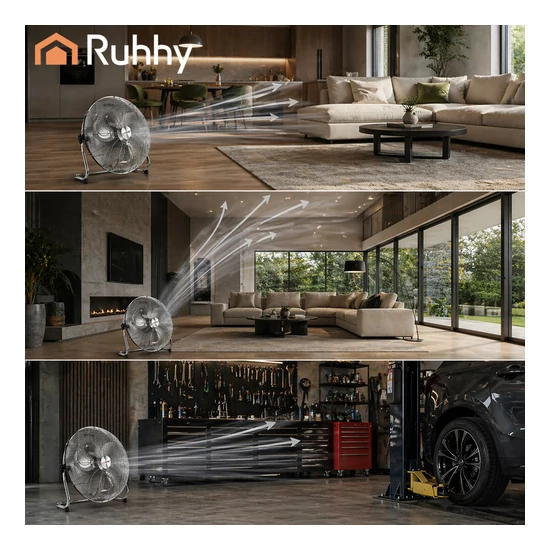 Padlóventilátor 50 cm Ruhhy 130W fém nagy teljesítményű 3 sebességfokozat