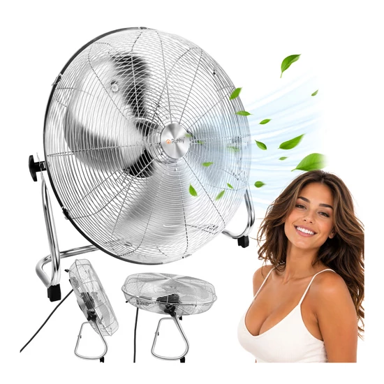 Padlóventilátor 50 cm Ruhhy 130W fém nagy teljesítményű 3 sebességfokozat