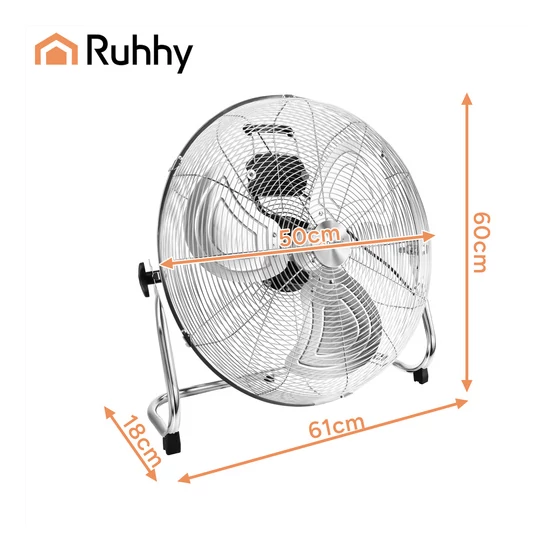 Padlóventilátor 50 cm Ruhhy 130W fém nagy teljesítményű 3 sebességfokozat