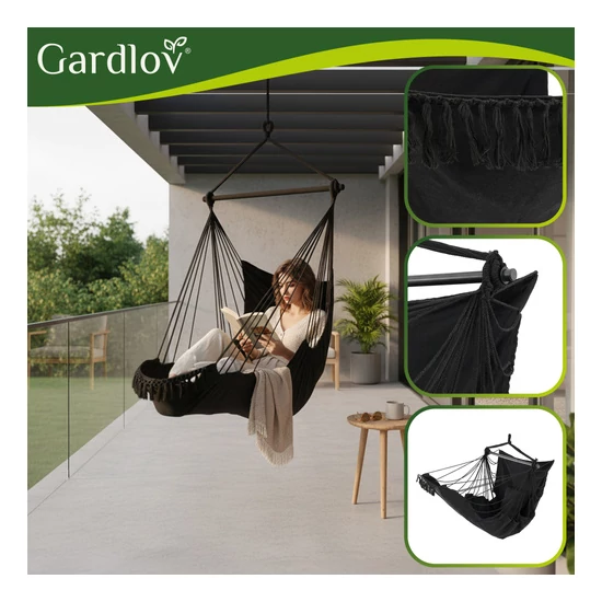 Függőágy - fekete  brazil szék 210cm fekete Gardlov