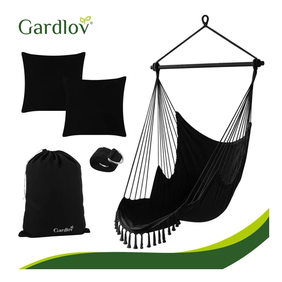Függőágy - fekete  brazil szék 210cm fekete Gardlov