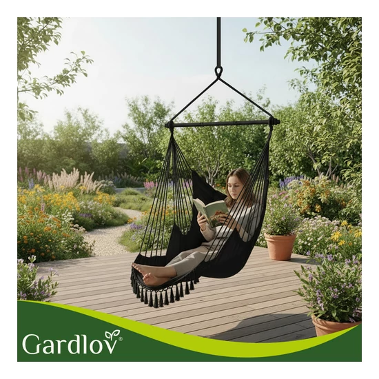 Függőágy - fekete  brazil szék 210cm fekete Gardlov