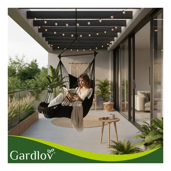 Függőágy - fekete  brazil szék 210cm fekete Gardlov