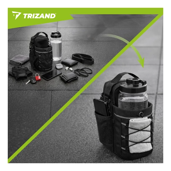 TRIZAND 4,5 literes mágneses sporttáska edzőterembe, rendezővel palacknak ​​és telefonnak