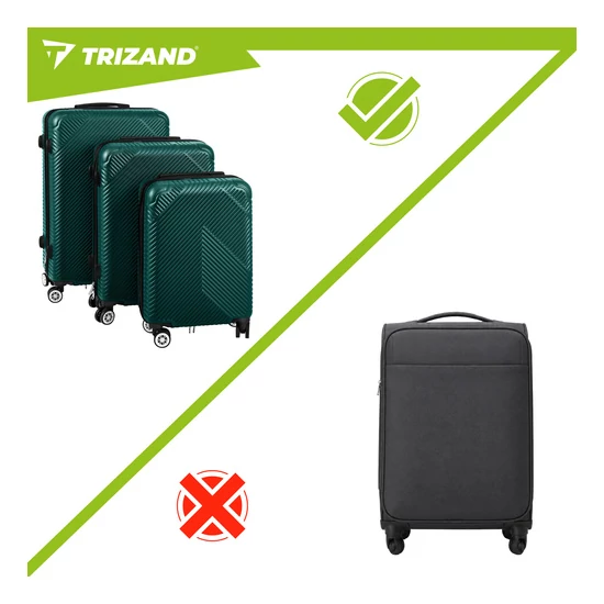 TRIZAND Sötétzöld 3 részes bőrönd szett Kezdő áron