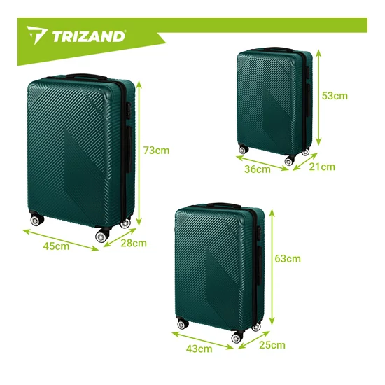 TRIZAND Sötétzöld 3 részes bőrönd szett Kezdő áron