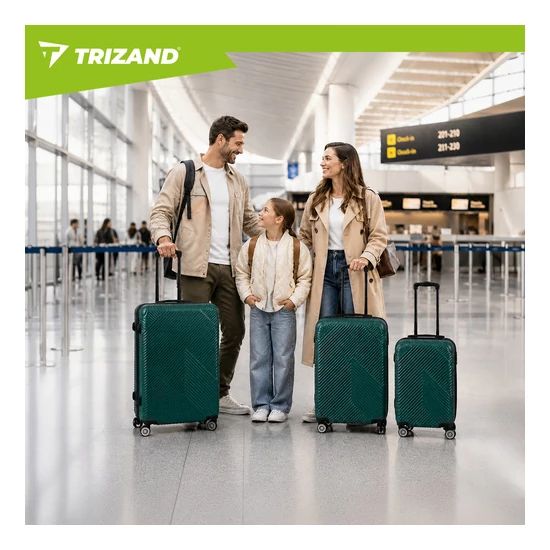 TRIZAND Sötétzöld 3 részes bőrönd szett Kezdő áron