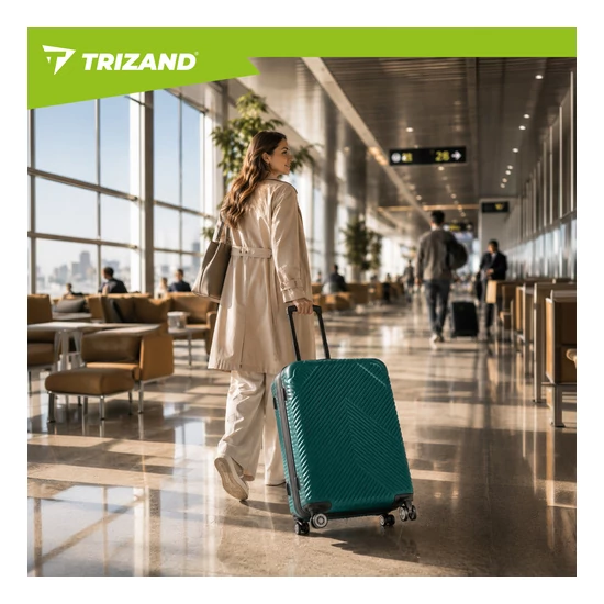 TRIZAND Sötétzöld 3 részes bőrönd szett Kezdő áron