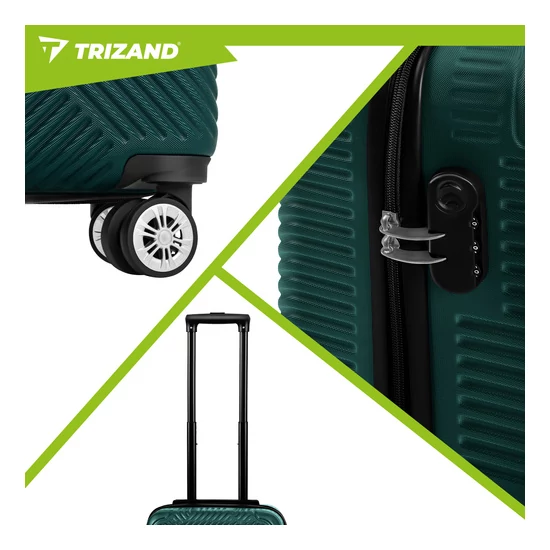 TRIZAND Sötétzöld 3 részes bőrönd szett Kezdő áron