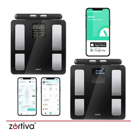 Zortiva Analitikai bluetoothos fürdőszobamérleg