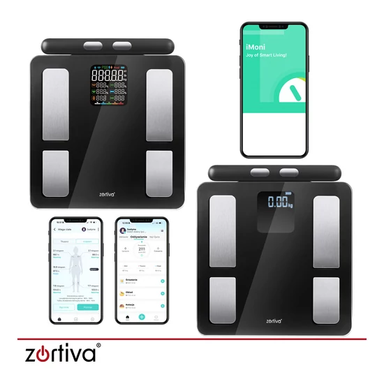 Zortiva Analitikai bluetoothos fürdőszobamérleg