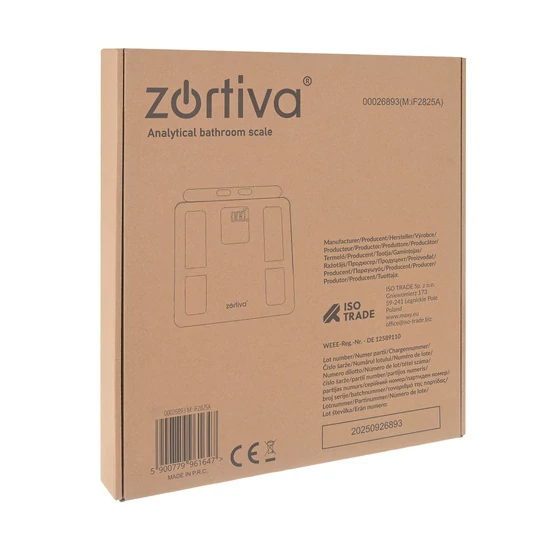 Zortiva Analitikai bluetoothos fürdőszobamérleg