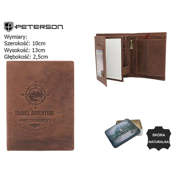 PETERSON PTN N4-BE-TRAV L.Barna RFID bőr pénztárca