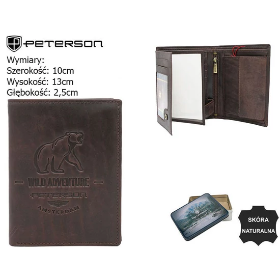 PETERSON PTN N4-BE-BEAR D.Brown RFID bőr pénztárca