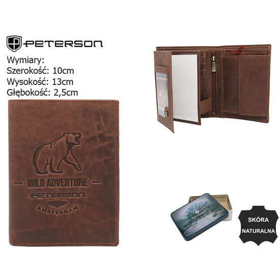 PETERSON PTN N4-BE-BEAR RFID bőr pénztárca