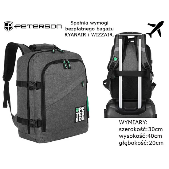 Peterson Hátizsák PTN PLG-02-T szürke+zöld