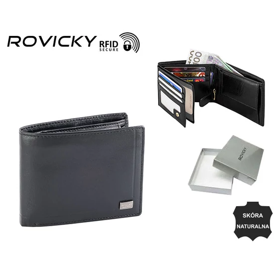 ROVICKY bőr RFID pénztárca PC-103-BAR